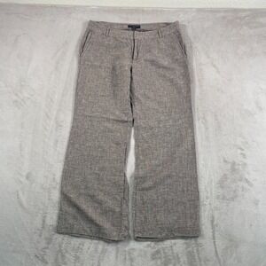 Banana Republic Wide Leg Trouser Pants Women 12P Petite Brown Linen Blend
